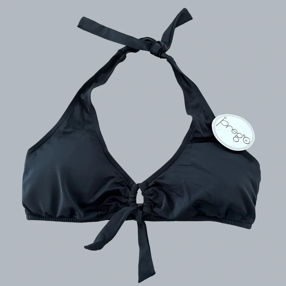 NWT Prego size Medium Maternity Black‎ Bikini Halter Top Swimsuit Padded New M